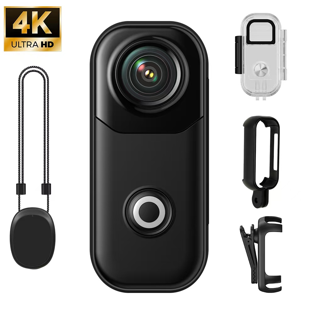 Outdoor Adventure Video - กล้องแอคชั่นขนาดเล็ก 4K แบบแฮนด์ฟรี กล้องบันทึกภาพติดตัวแบบพกพา สำหรับการปั่นจักรยานและการผจญภัยกลางแจ้ง