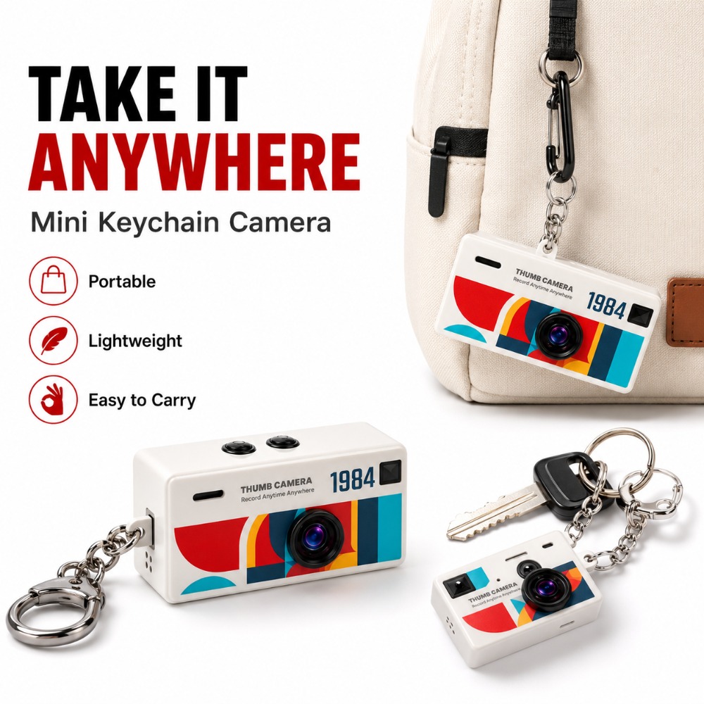 Outdoor Adventure Video - กล้องขนาดเล็กพกพาแบบพวงกุญแจ 1080P พร้อมบันทึกวิดีโอ รองรับการ์ดหน่วยความจำแฟลช สำหรับงานปาร์ตี้ การสังสรรค์