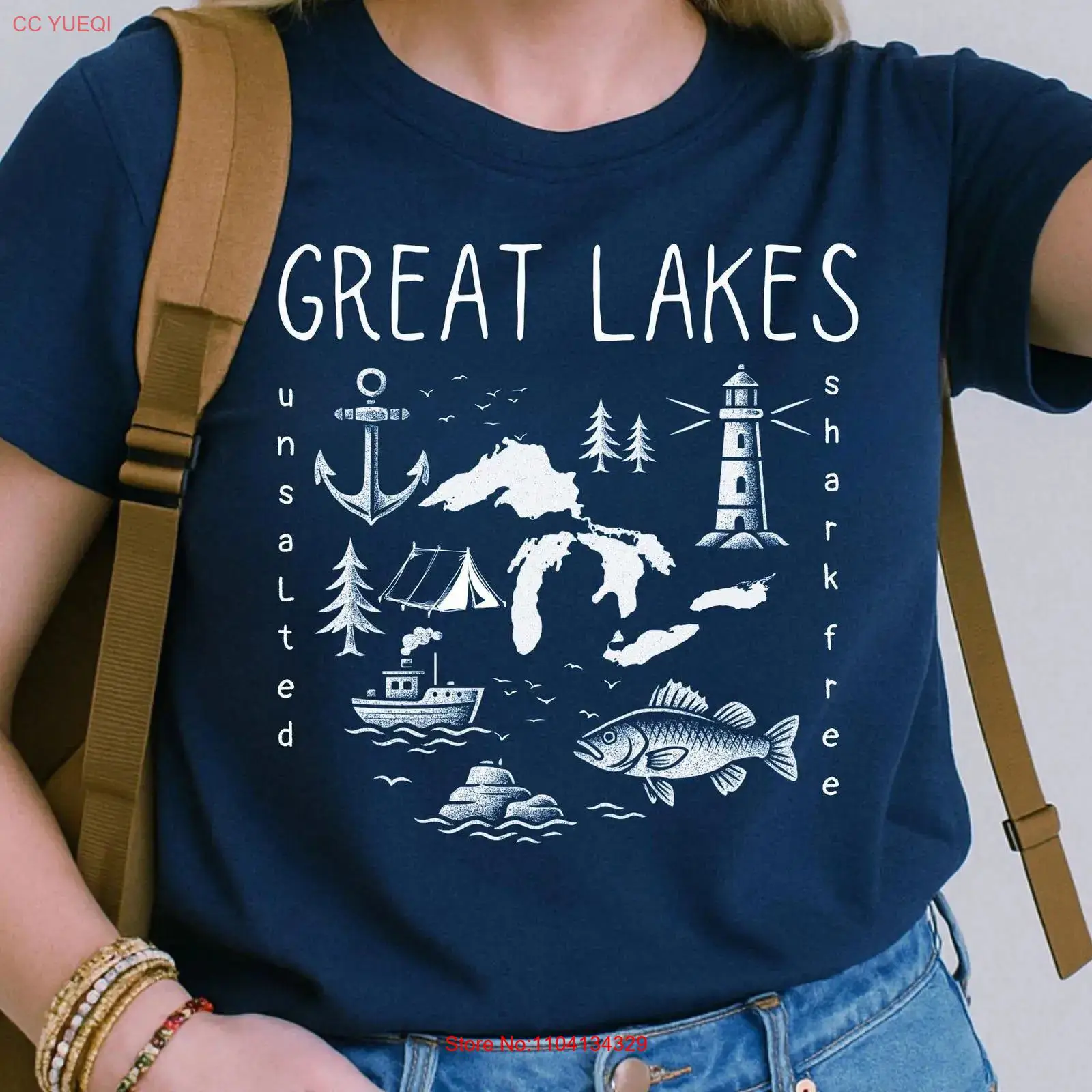 Outdoor Adventure Wear - เสื้อยืดเจอร์ซีย์ Great Lakes Adventure สำหรับคนรักธรรมชาติ ชุดลำลอง