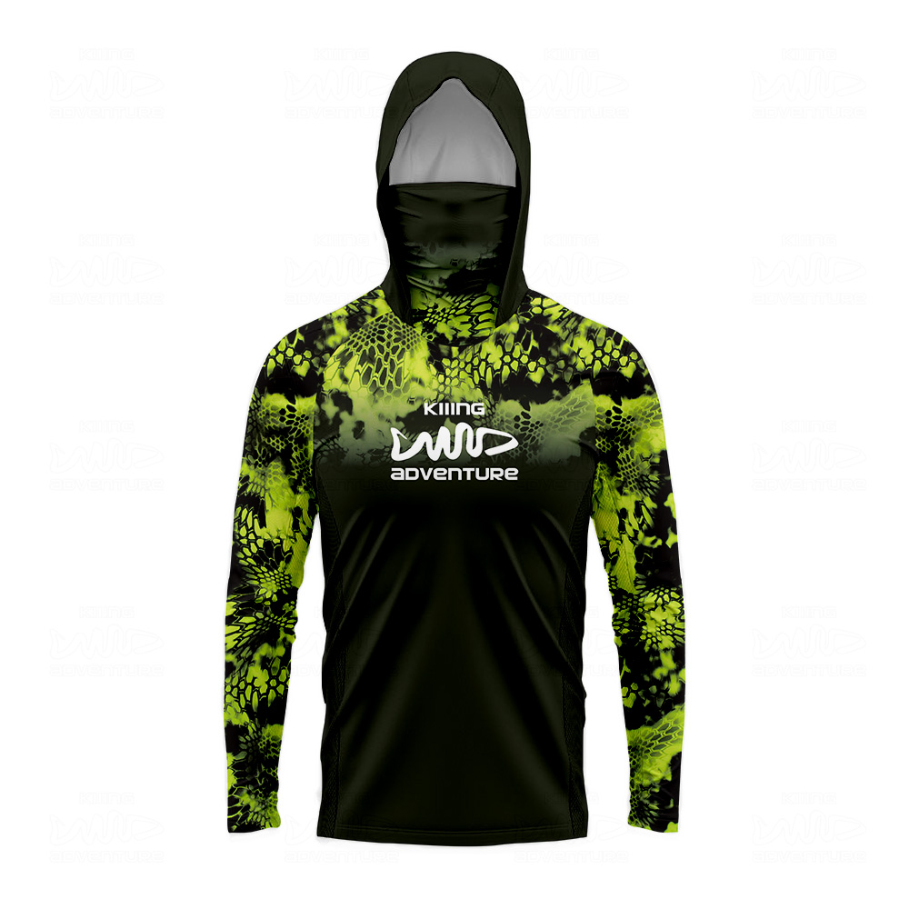 Outdoor Adventure Wear - ชุดตกปลา Kiiing Adventure ลายพรางงู พร้อมฮู้ด ป้องกันแสงแดด