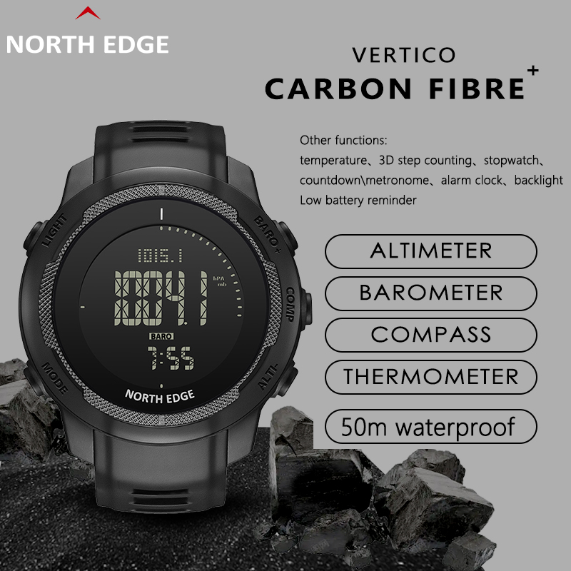 Outdoor Adventure Brands - นาฬิกากีฬากลางแจ้ง NORTH EDGE รุ่น VERTICO คาร์บอนไฟเบอร์