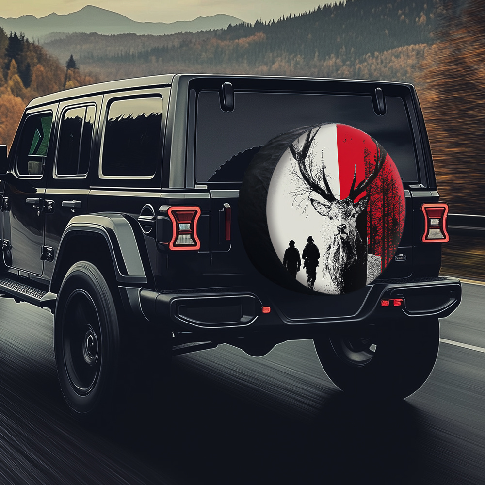 Outdoor Adventure Jeep - ปลอกคลุมยางรถยนต์ลายล่ากวาง ทำจากใยโพลีเอสเตอร์ สำหรับรถจี๊ป รถบรรทุก รถ SUV