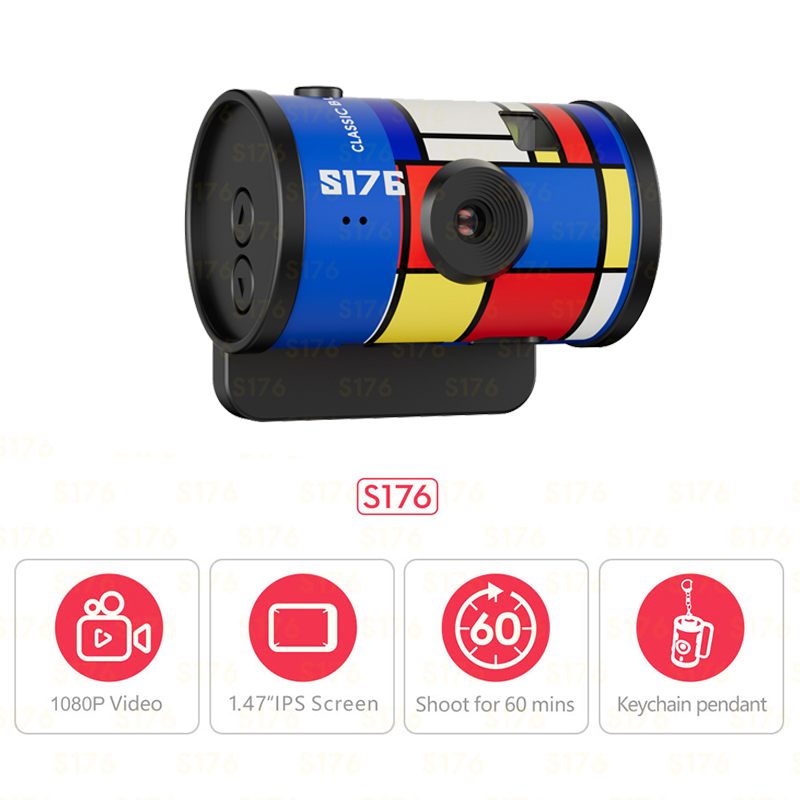 Outdoor Adventure Video - กล้องถ่ายวิดีโอขนาดเล็กพกพา S176 ความละเอียด 1080P HD ดีไซน์แบบสร้อยคอ